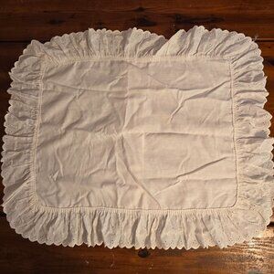 Pillow Shams Set of 2 Off-white Eyelet Cotton Ruffled Scalloped Edge